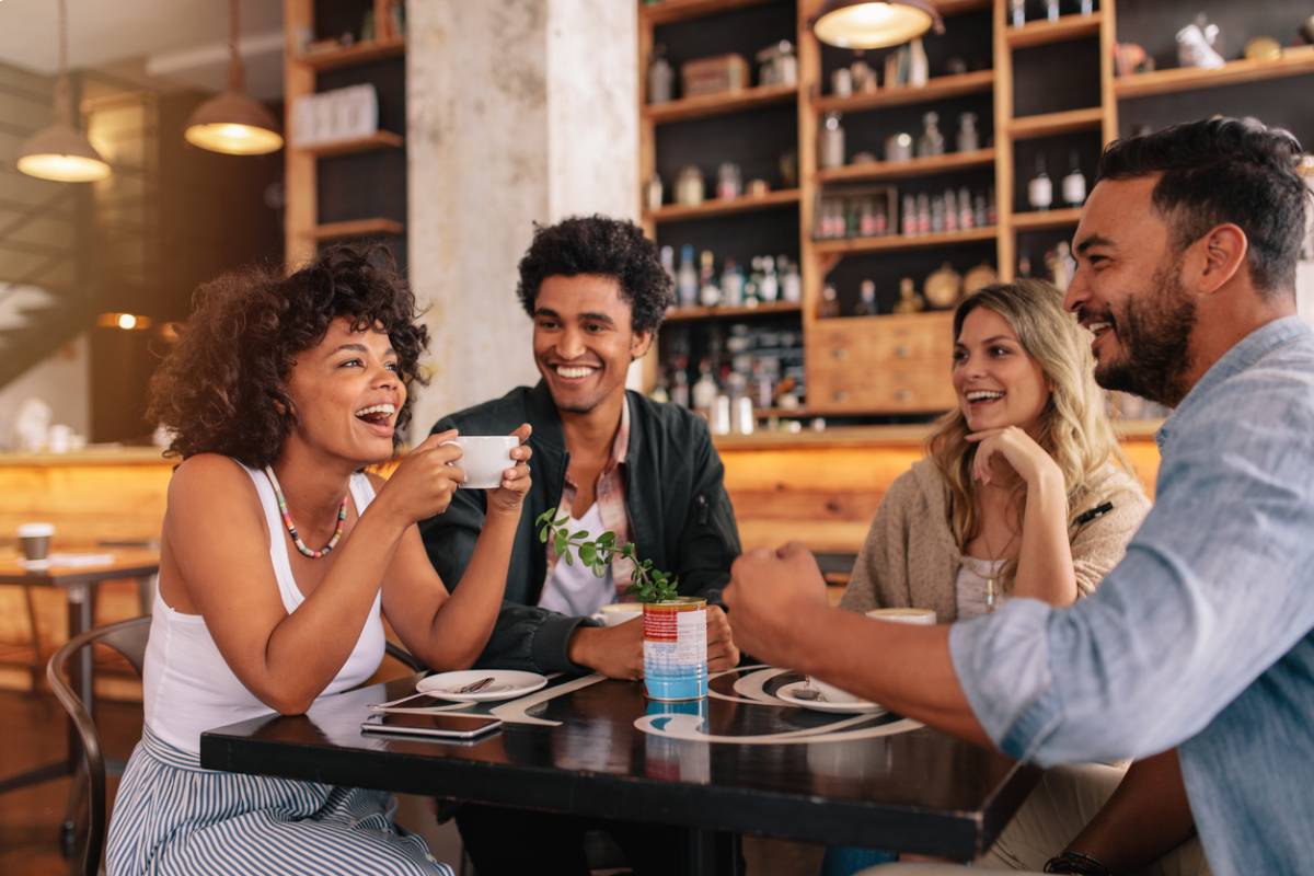 Customers in a coffee shop enjoying their time.